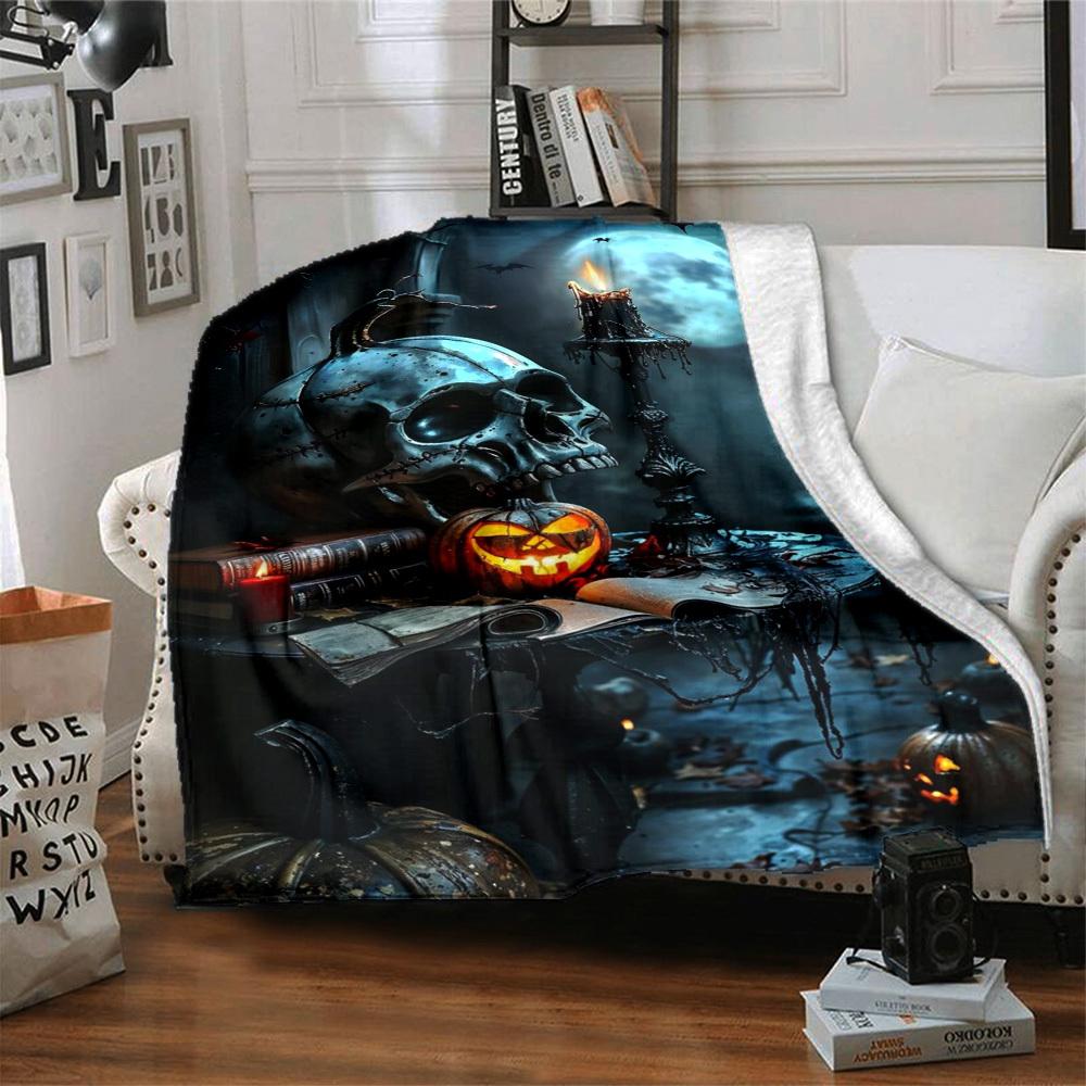 1pc Halloween Decorations Blanket Lightweight Flannel Blanket Throw Blanket For Sofa, Bed, Travel, Camping, Livingroom, Couch, Chair, And Bed yy250902