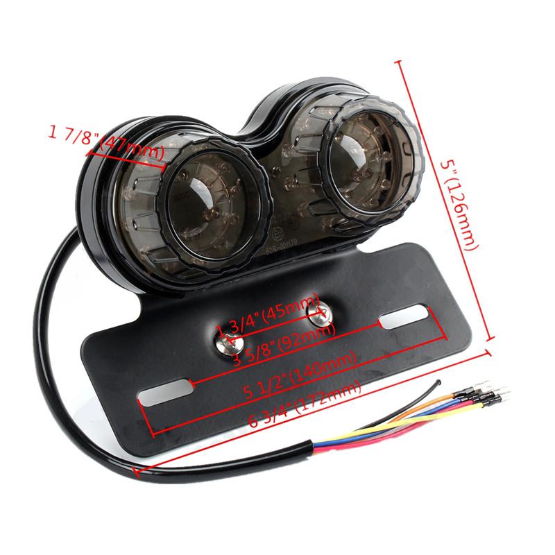 LED License Plate Brake Tail Turn Signal Dual Light For Motorcycle Bobber Cafe