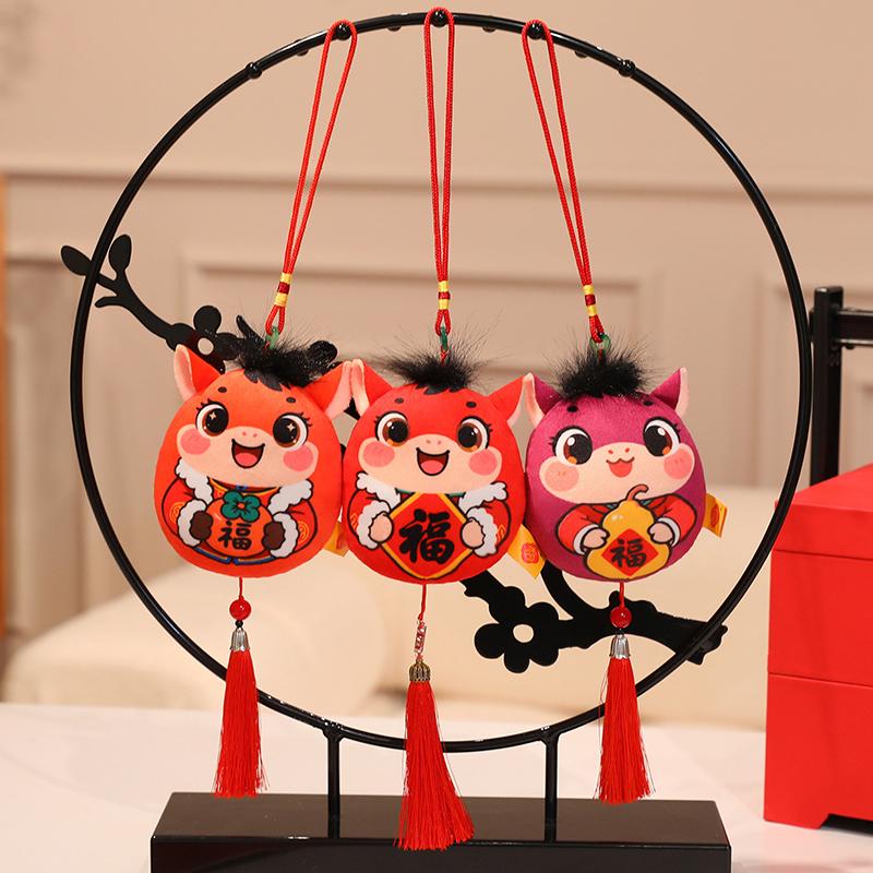 Plush Horse Keychain Zodiac Horse Plush Pendant With Tassel Soft Lucky Pony Figurine Home Decoration For Chinese  Year