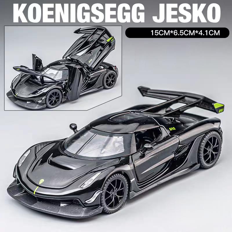 Koenigsegg Jesko Attack Supercar Simulation Diecast & Toy Vehicles Sounds & Light Pull Back Car 1:32 Alloy Model Gifts For Children