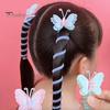 Children Hair Rope Butterfly Decor Telephone Coil Smooth Cartoon Design Reusable Ponytail Holder High Elasticity Girl Hair Band Hair Styling Tool