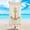 Nautical Anchor Beach Towel 2D Flat Printed Peach Skin Fabric Striped Ocean Style Quick Dry Large Bath Towel Summer Holiday