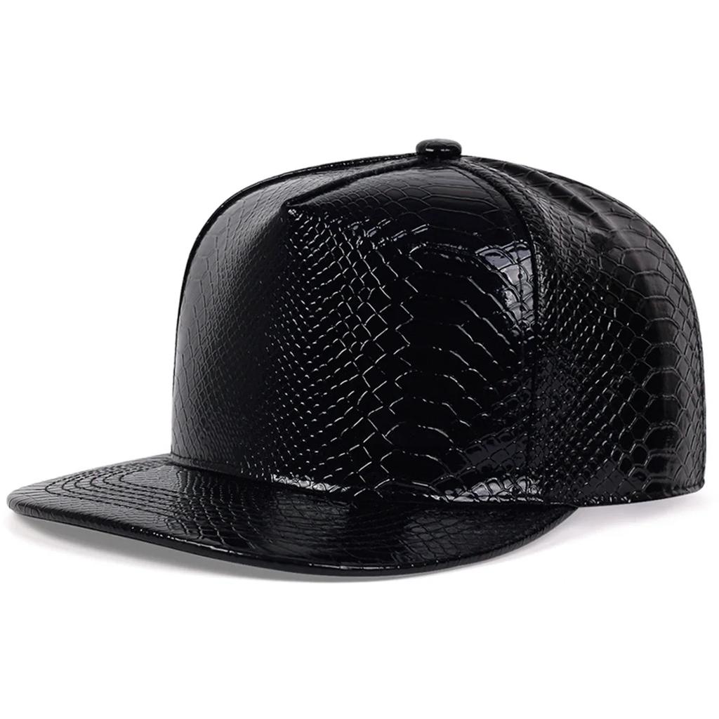 Unisex Python Pattern Leather Hip-hop Hats Spring Autumn Outdoor Adjustable Casual Baseball Caps Sunscreen Hat