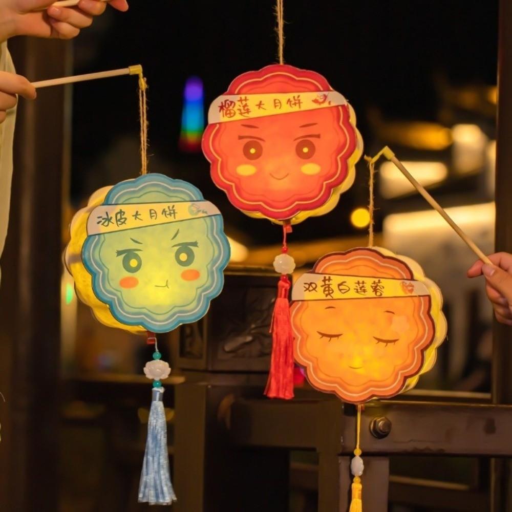 with Tassel Handheld Mooncake Lantern Traditional Portable Glowing Lamp Mid-Autumn Festival