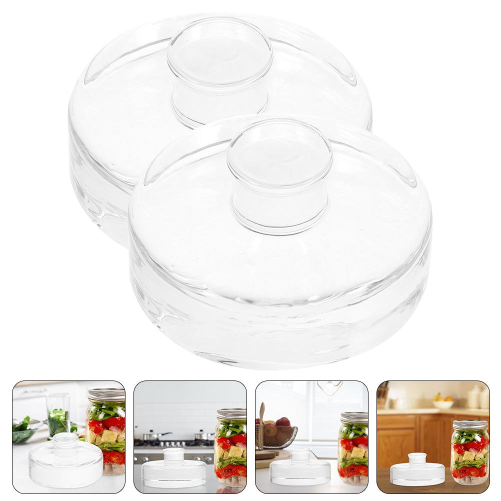 2 Pcs Fermented Glass Weights Mason Jar Small Fermenting Lids Wide Mouth for Jars Pickling Kitchen Supplies
