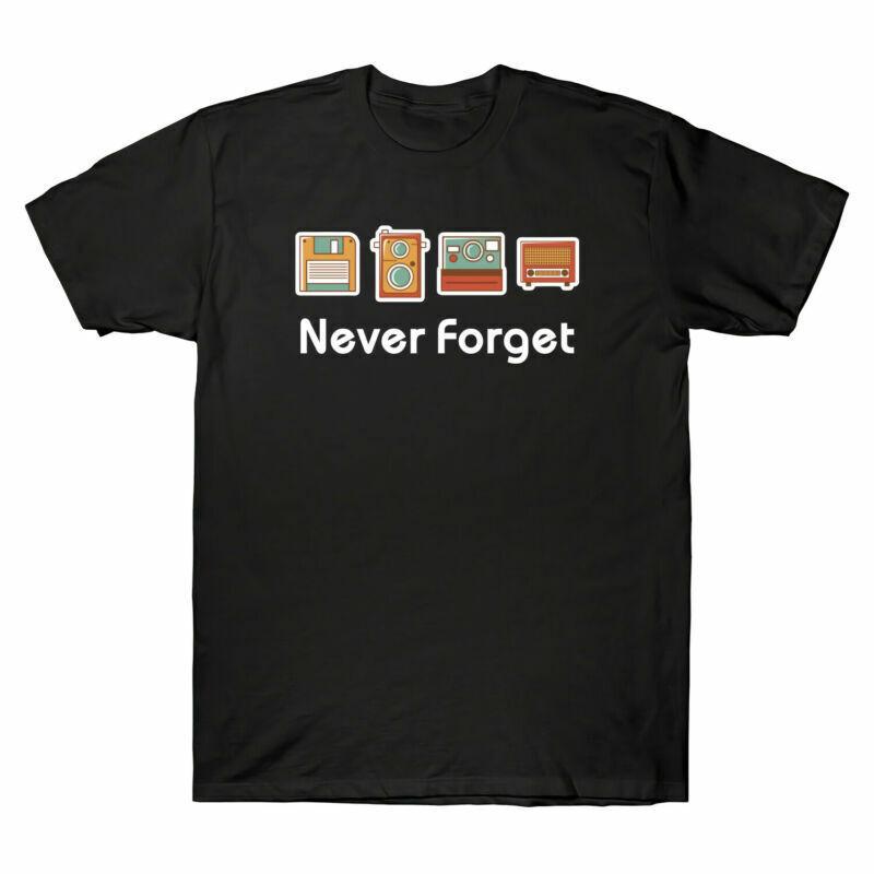 Disk And Camera TShirt Station Never Forget Vintage Radio Unisexs Retro Tee S