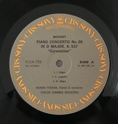 LP Record MOZART MURRAY PERAHIA ENGLISH CHA  Piano Concerto No.26 In D Major K.5 FCCA759 CBSSONY 1984 Japan Classical Used