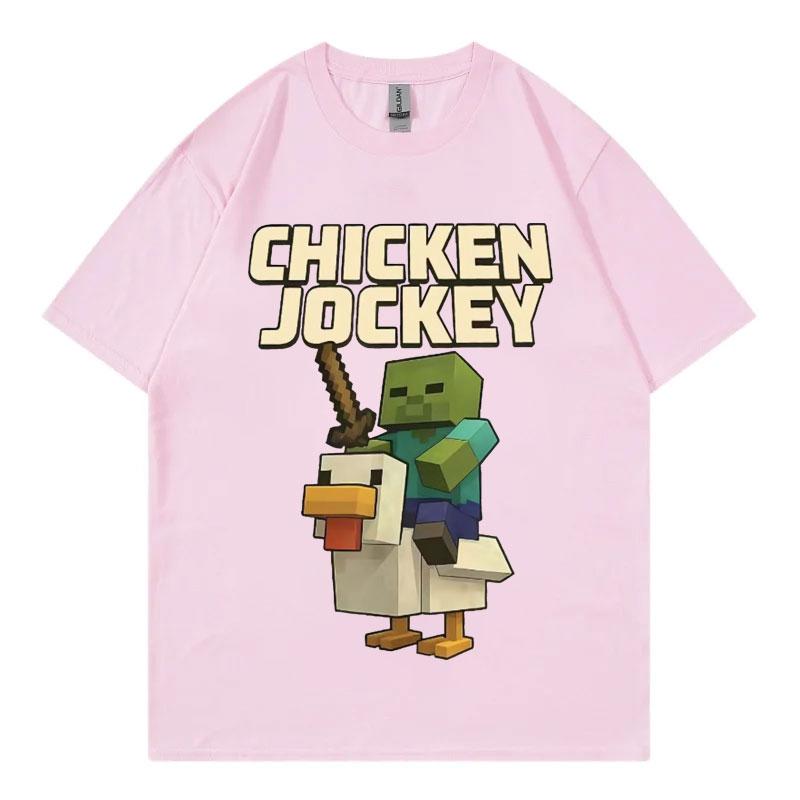 Chicken Jockey Game Cartoon Graphic T Shirt High Quality Fashion Short Sleeve Tshirt Men Women Casual Oversized Cotton Tshirts