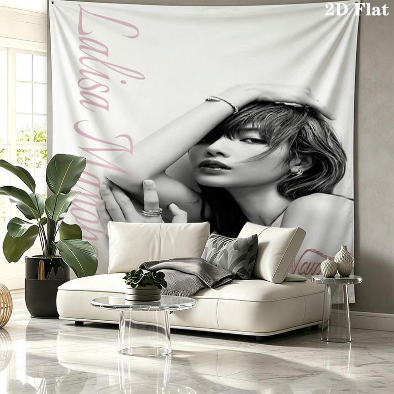 Blackpink Custom Name Wall Tapestry Aesthetic Wall Hanging Printed Fabric Blanket Decorative Tapestries for Bedroom Living Room Home Decor