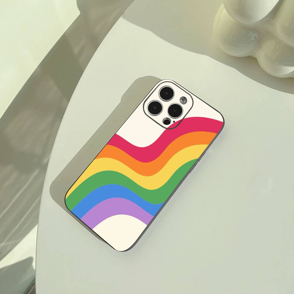 Lesbian LGBT Rainbow Pride Phone Case For iPhone 17,16,15,14,13,12,11 Pro Max,16Plus,XS Soft Black Cover