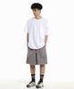 CREAM SODA LAB Pigment Cargo Bermuda Elastic Pants Grey