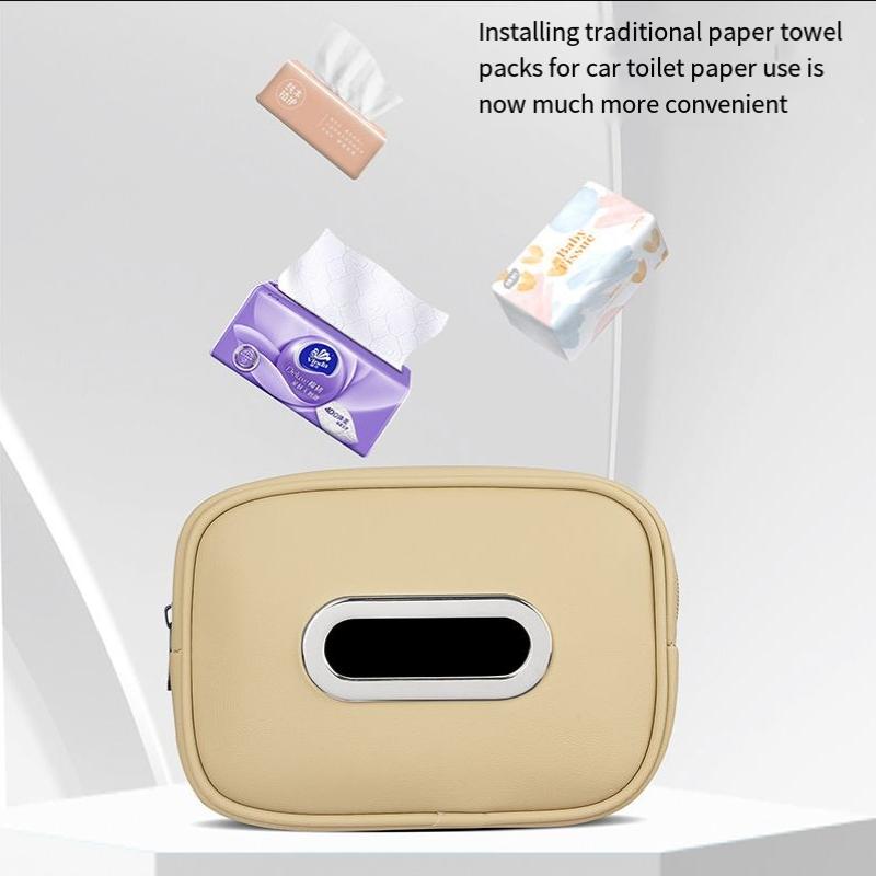 Leather Strap-Type Hanging Car Tissue Case Napkin Holder Multifunctional Armrest Seat Back Paper Organizer for Home Hotels Use