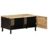  Coffee Table, Black, 80x50x40 Cm, Solid Rough Mango Wood