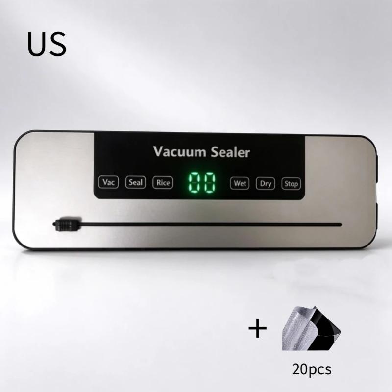 1Set Kitchen Food Storage Seal Electric Vacuum Sealer Built-In Cutter Touch Button Dry/Wet Food Sealing Vacuum Packaging Machine