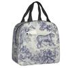 Custom Purple Flower Toile De Jouy Inspired Pattern Insulated Lunch Tote Bag for Women Portable Cooler Thermal Food Lunch Box