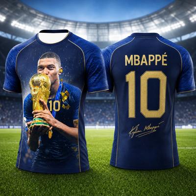 Mbappé 2026 Nueva Llegada Camiseta de Fútbol para Hombre Superstar Impresa Conmemorativa Transpirable Secado Rápido Top Deportivo de Fútbol