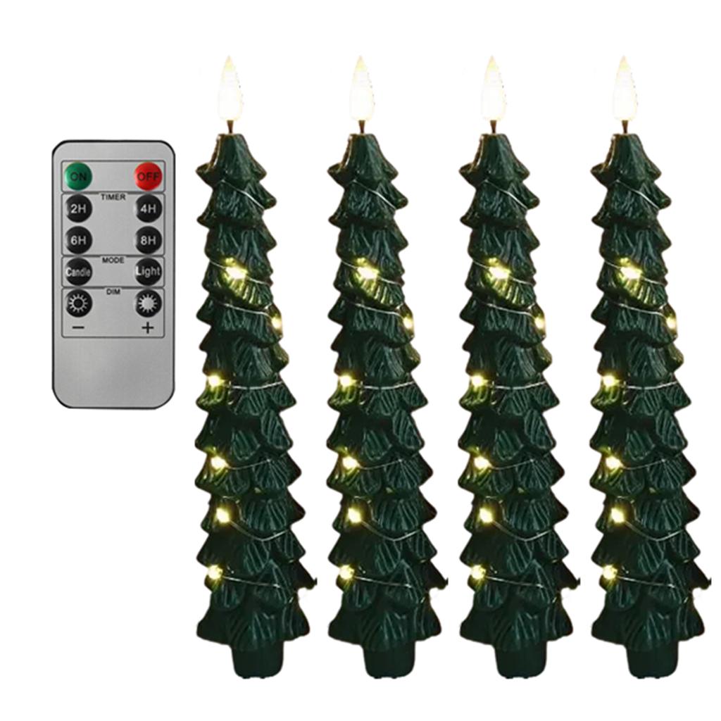 Christmas Collection Christmas Tree Flameless Tapers Candles 9.4 Battery LED Candles Glowing Branches Decor Remote Control