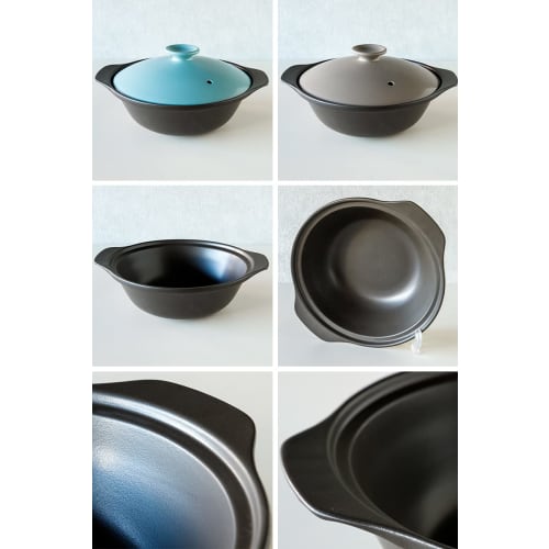 TAMAKI Thermatech Ultra-Lightweight Direct-Stove Earthenware Pot, Size 9, 32x27x15.5cm (H), 2,250ml, Mocha, T-942406