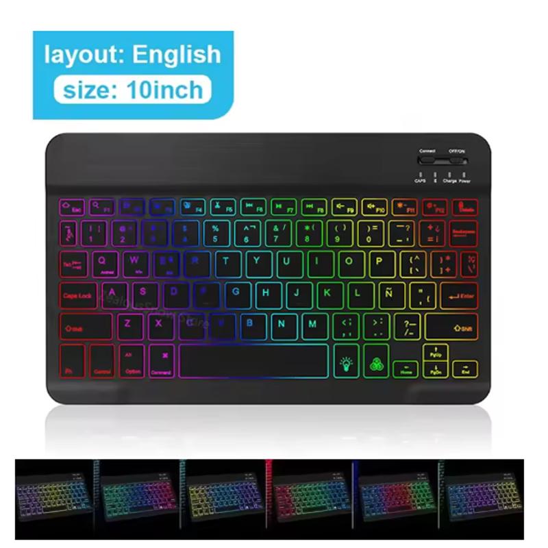 Mini-beleuchtete RGB 10-Zoll Bluetooth-Tastatur 2,4G Wireless-Tastatur Wiederaufladbar Für Tablet Handy Windows Android iPad Tastatur