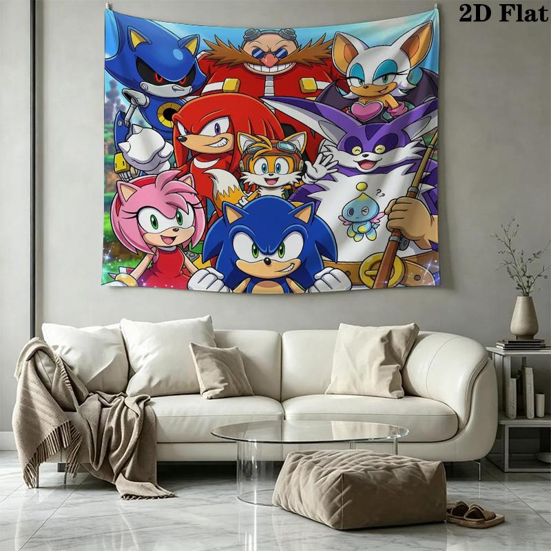 Sonic Hedgehog Wall Tapestry Aesthetic Wall Hanging Printed Fabric Blanket Decorative Tapestries For Bedroom Living Room Home Decor