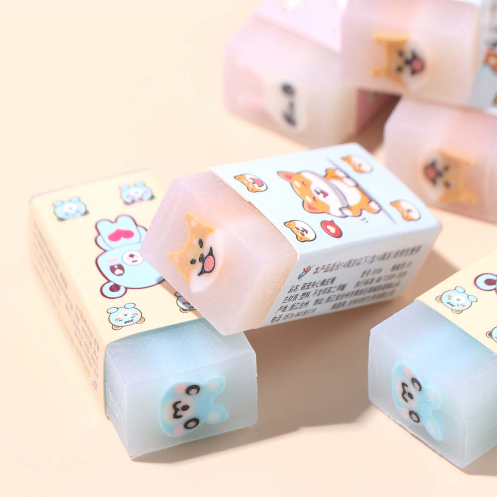 10pcs Translucent Cute Animal Eraser Bunny Pencil Wipe Eraser  School Student Supply