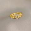 Real Gold Light Luxury Chain Full Diamond Ring Opening Adjustable Simple Jewelry Japanese Ring Couple Ring