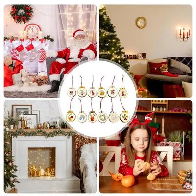 Circle Embroidery Kit Colourful Handmade Embroidery Kit Christmas Embroidery Kit Charming Christmas Pendants For Holidays Gifts
