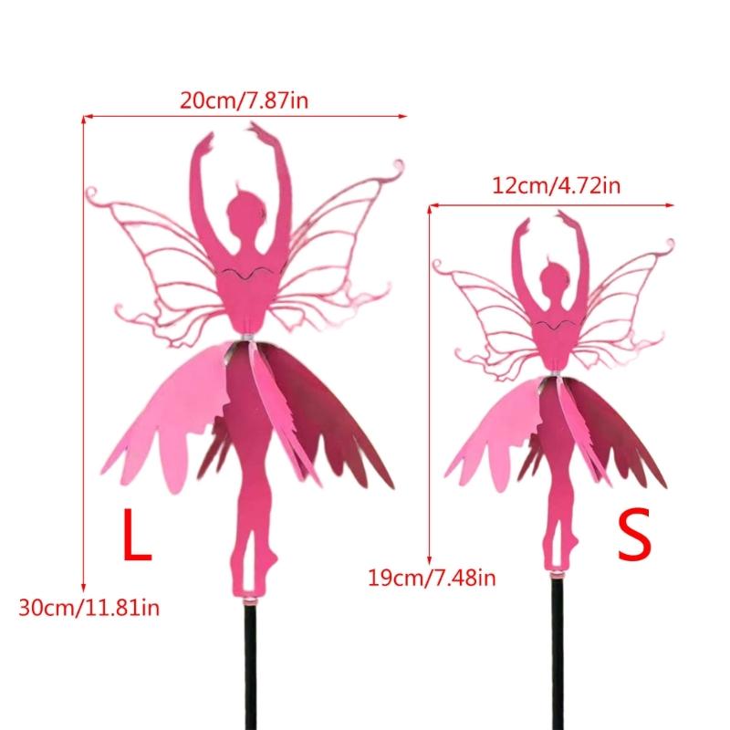 Garden Spinners Flower Fairy Dancing Wind Spinners Amidst Yard Stake Fairy Ballerinas Metal Ornament for Outdoor Supplies