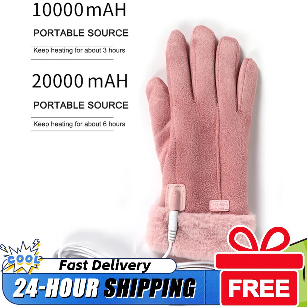 Men Women Thermal USB Warm Hand Heating Gloves Cycling Gloves Full Finger Touchscreen Road Mountain Bicycle Skiing Hiking Gloves