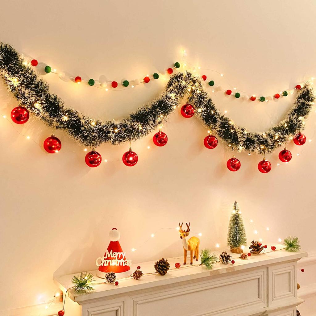 Christmas Tinsel Garland for Tree Ornaments and Wall Decor