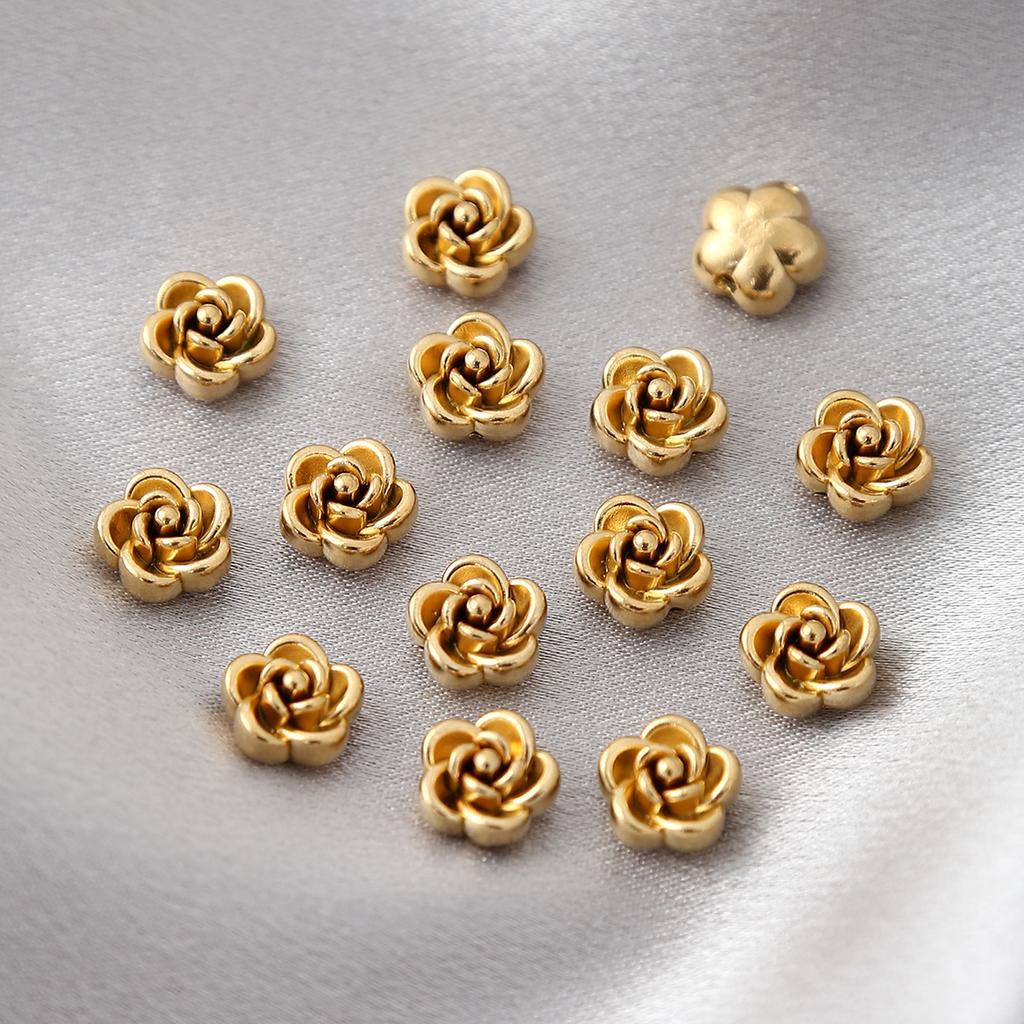 30pcs Stainless Steel Rose Flower Spacer Beads For Jewelry Making DIY Rose Pendants Charms Loose Beads Jewelry Findings Crafts