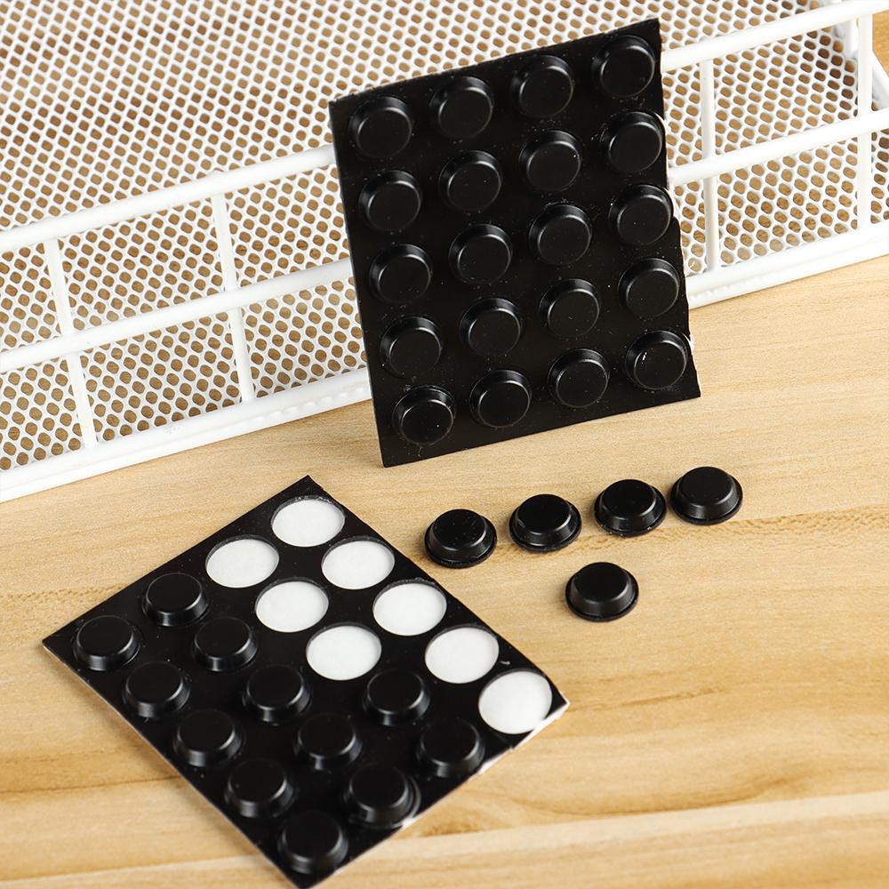 20Pcs Black Self-Adhesive Shock Absorber Furniture Anti Slip Bumper Damper Round Shape Tables Chairs Feet Pad Furniture Hardware
