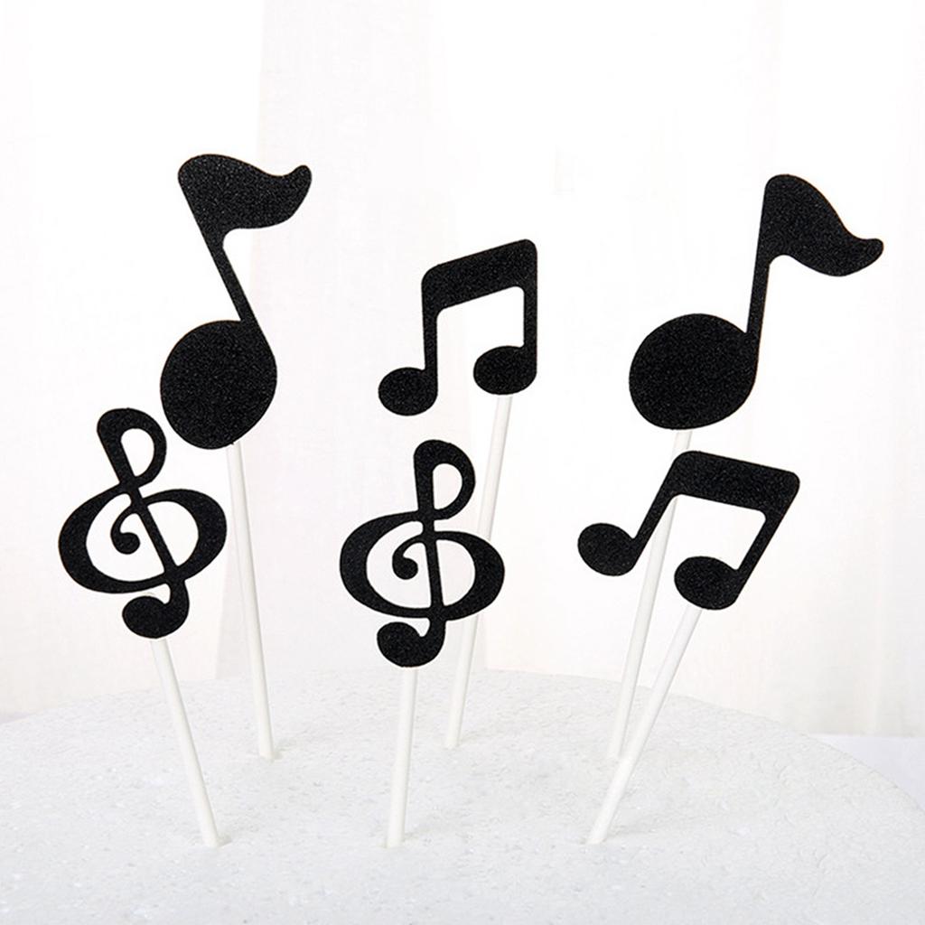 A84E-60 Pcs Music Notes Themed Cupcake Topper Paper Cake Inserts Card Wedding Cake Topper Decoration