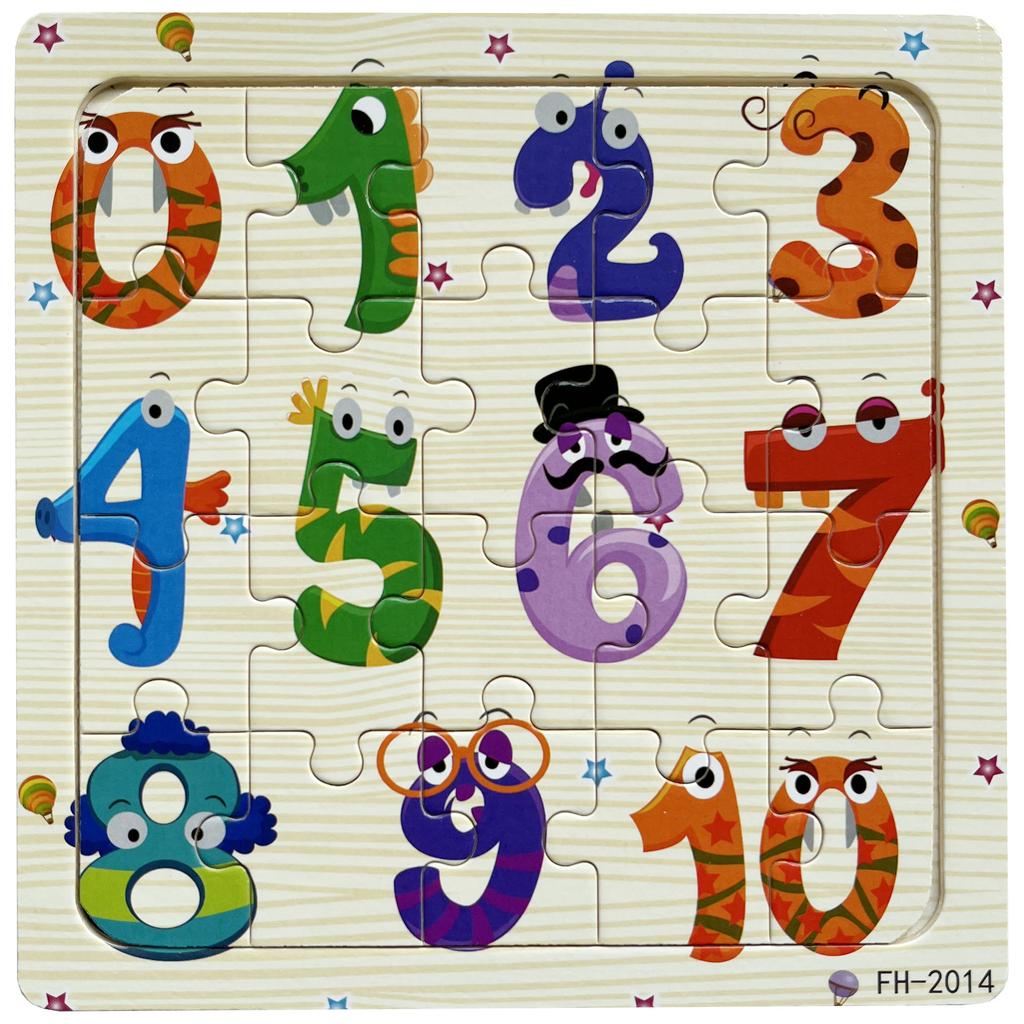 20piece Wooden Puzzle Cartoon Animals Car Letter Number Pattern Jigsaw Puzzles Game Kids Educational Learning Toys for Children