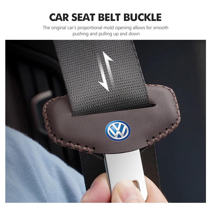 WET1 Car Seatbelt Buckle Protector Leather Anti Scratch Interior Guard For Volkswagen VW Passat Golf 4 5 6 Tiguan Polo Scirocco Jetta