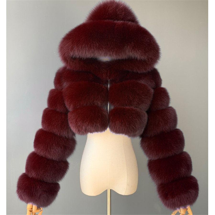 Furry Cropped Faux Fur Coats Jackets Women Fluffy Top Coat Hooded Straight Short Winter Fur Jacket Fashion Streetwear