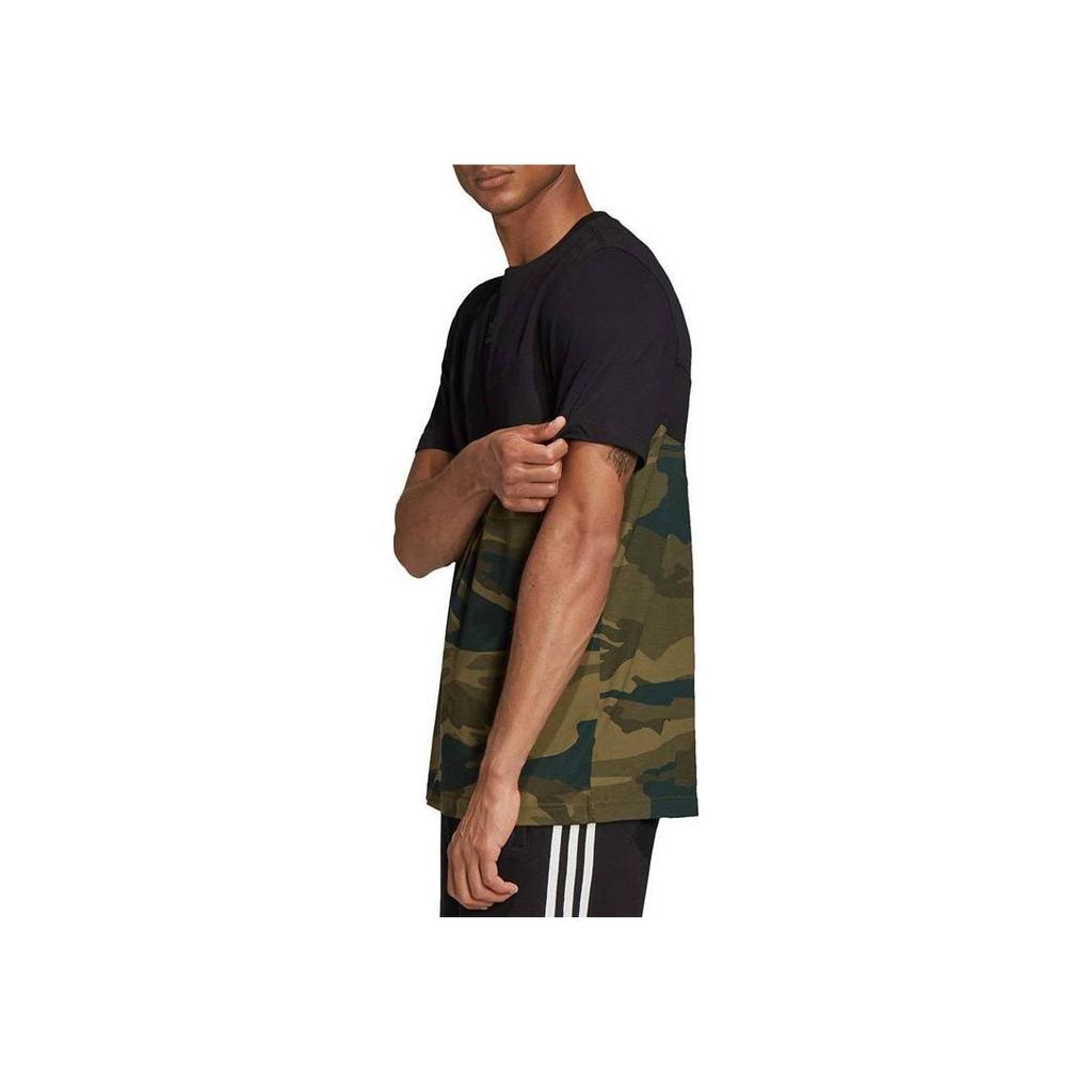 Adidas Originals Camo Block Short Sleeve Sports Crew Neck T-Shirt Men Tops Black Multicolor FM3356
