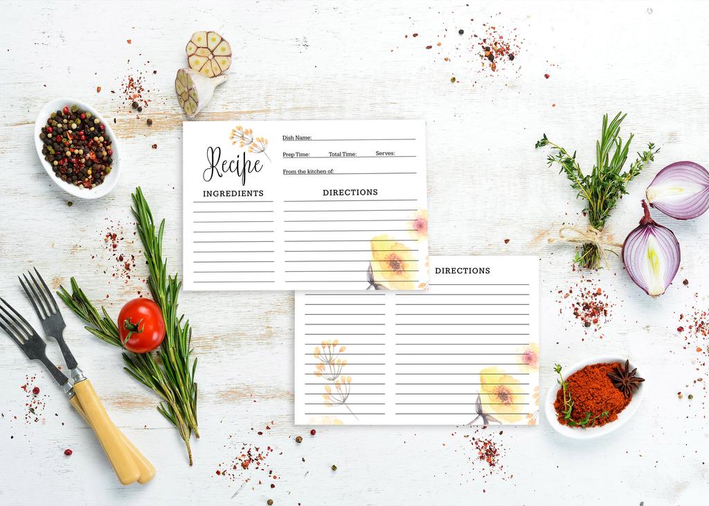 Inkdotpot 4x6 Inch Recipe Cards (Set of 50) , Thick Double Sided Premium Card Stock- Modern Style White Recipe Notecards