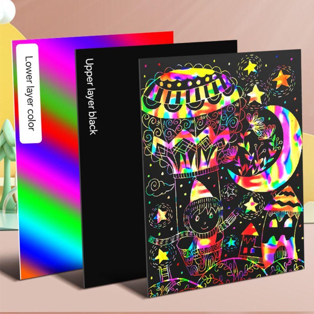 10 SZTUK 4K/8K/16K/32K Papier do scrapbookingu DIY Scena nocna Sztuka Rysowanie Papier Malowanie Scratch Zabawki Dzieci