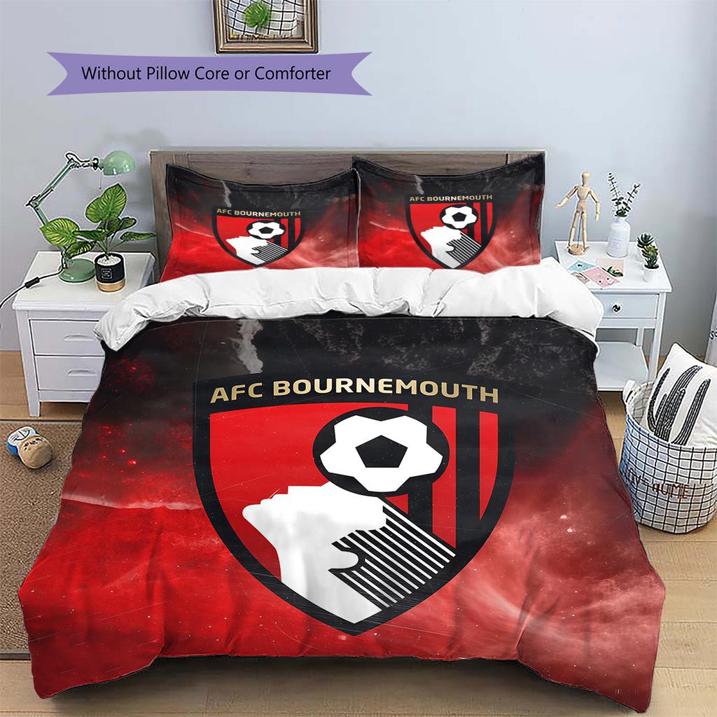 Set Copripiumino Trapuntato con Motivo AFC Bournemouth Decorazione per la Casa Regalo (1 * copripiumino + 2 * federe senza imbottitura)