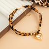 Sweet Cool INS Heart Alloy Pendant Necklace Unique Exaggerated Sexy Leopard Print Clavicle Chain for Women Daily Party Streetwear Jewelry Accessories