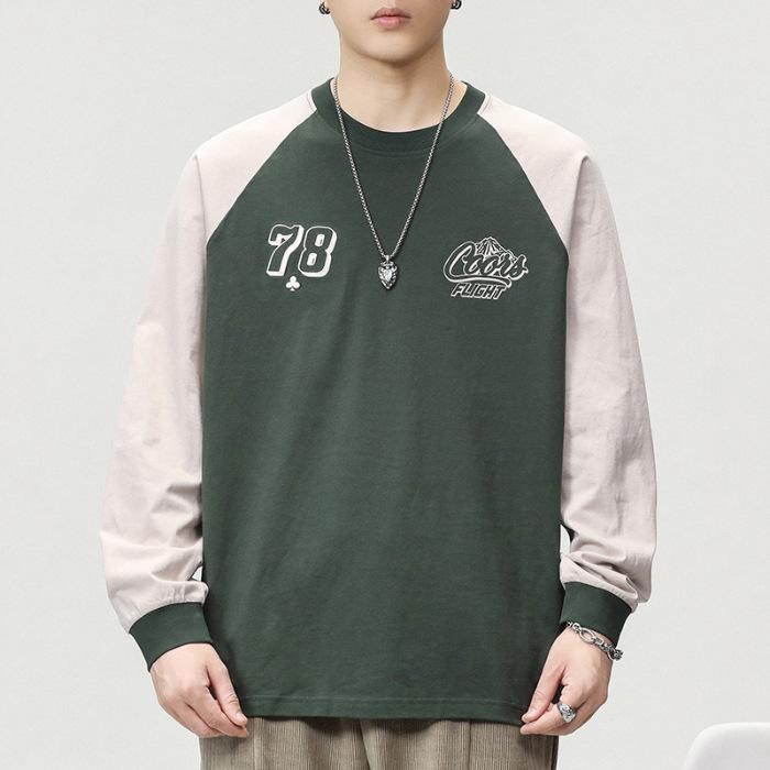 

Осенне-зимний американский трендовый бренд цифровой печати длинный рукав свитер мужской плотный 60G круглый вырез свободный большой размер нижняя рубашка тренд 4XL