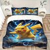 3pcs Pikachu Lightning Themed Quilt Set - Soft and Comfortable Bedroom, Guest Room and Dorm Decor Bedding Set 1 Quilt Cover + 2 Pillowcases.