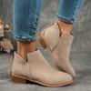Four Season Plus Size Women's Shoes, British Style Solid Color Pointed Casual Back Zipper Thick Follow-up Shoes for Women