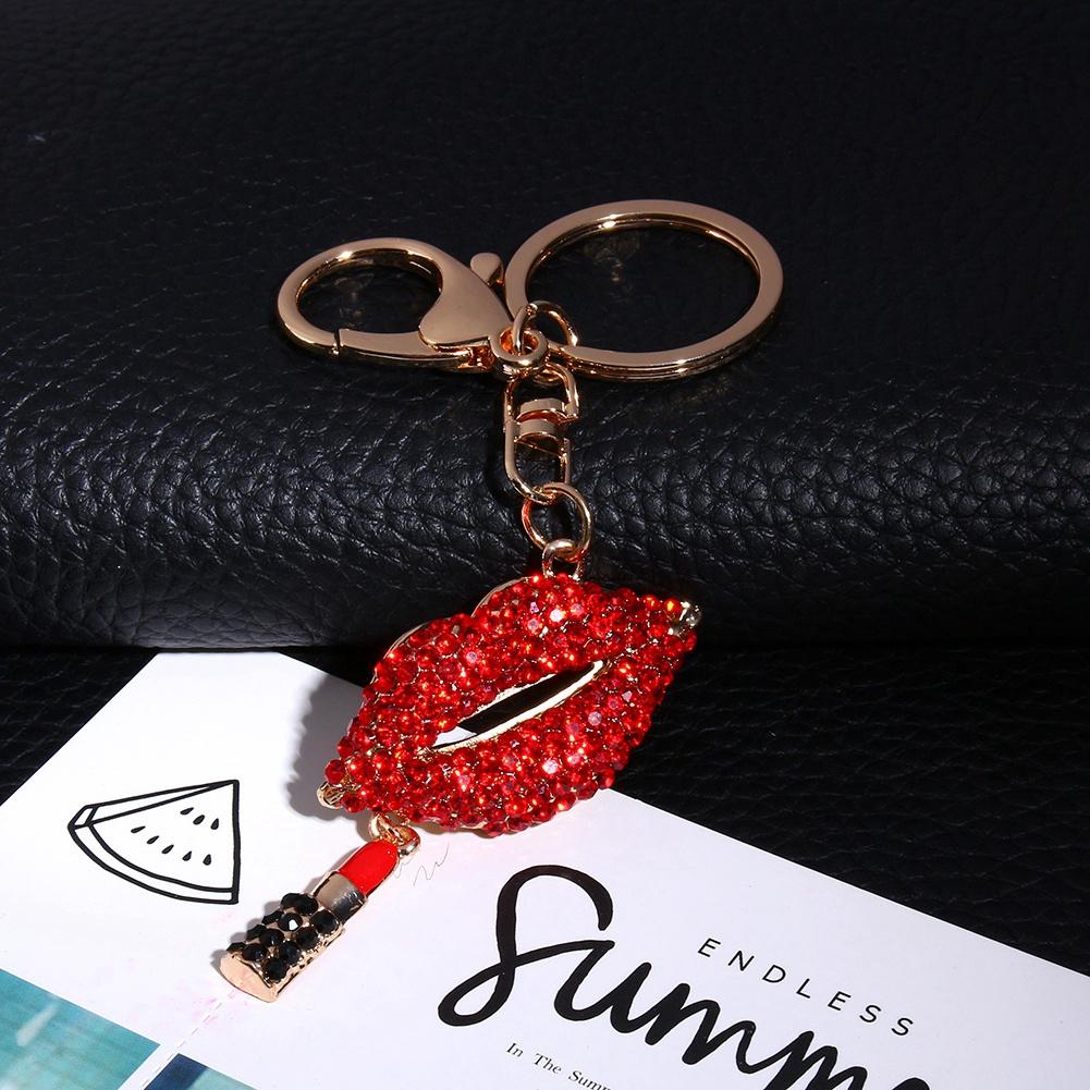 Sexy Lipsticking Lip-Key Chain RhinestOne Crystal Purse CharmDecoration