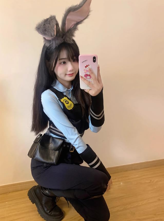 Lavender Judy Cosplay Costume, Halloween and Christmas Costume, Police Uniform, Size S