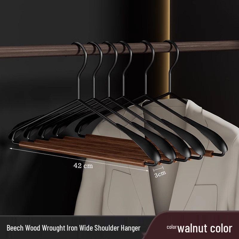 Beech Wood Non-Slip Clothes Hanger - Solid Wood, No-Trace Design for Household and Adult Clothing Stores