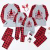 Children Kids Christmas Deer Plaid Prints Family Matching Long Sleeve Tops+Pants Set