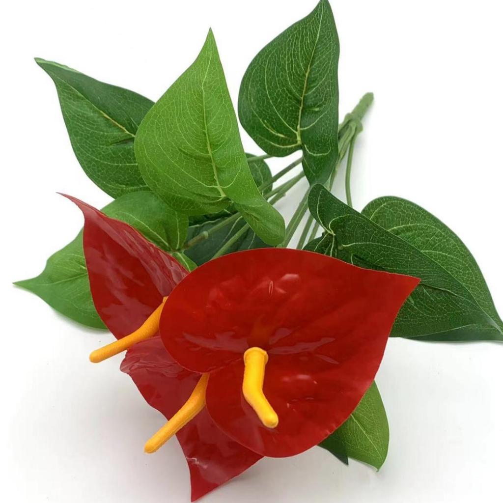 Artificial Red Anthurium Flower Bunch for Wedding Decor and Wall Ornaments