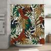 Retro Green Orange Leaves Shower Curtain Decorate Your Bathroom with Style